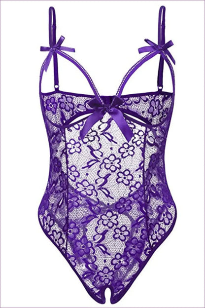 Embroidered Floral Lace Teddy with Cutout Detail - Bodysuit - All Season • Boudoir • Date Night • Lingerie Hut