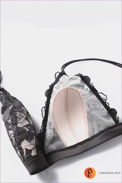 Embroidered Lace Triangle Bralette Set - Delicate French Mood for Boudoir, Bra Set, Casual, co Ord, Everyday