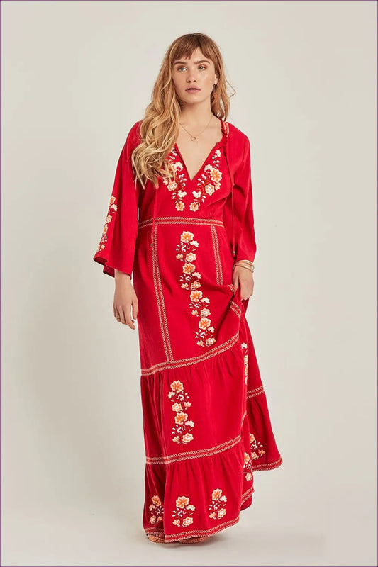 Embroidered Maxi Dress - Effortless Boho Glamour - Dresses - Lingerie Hut - Casual • Cotton • Everyday