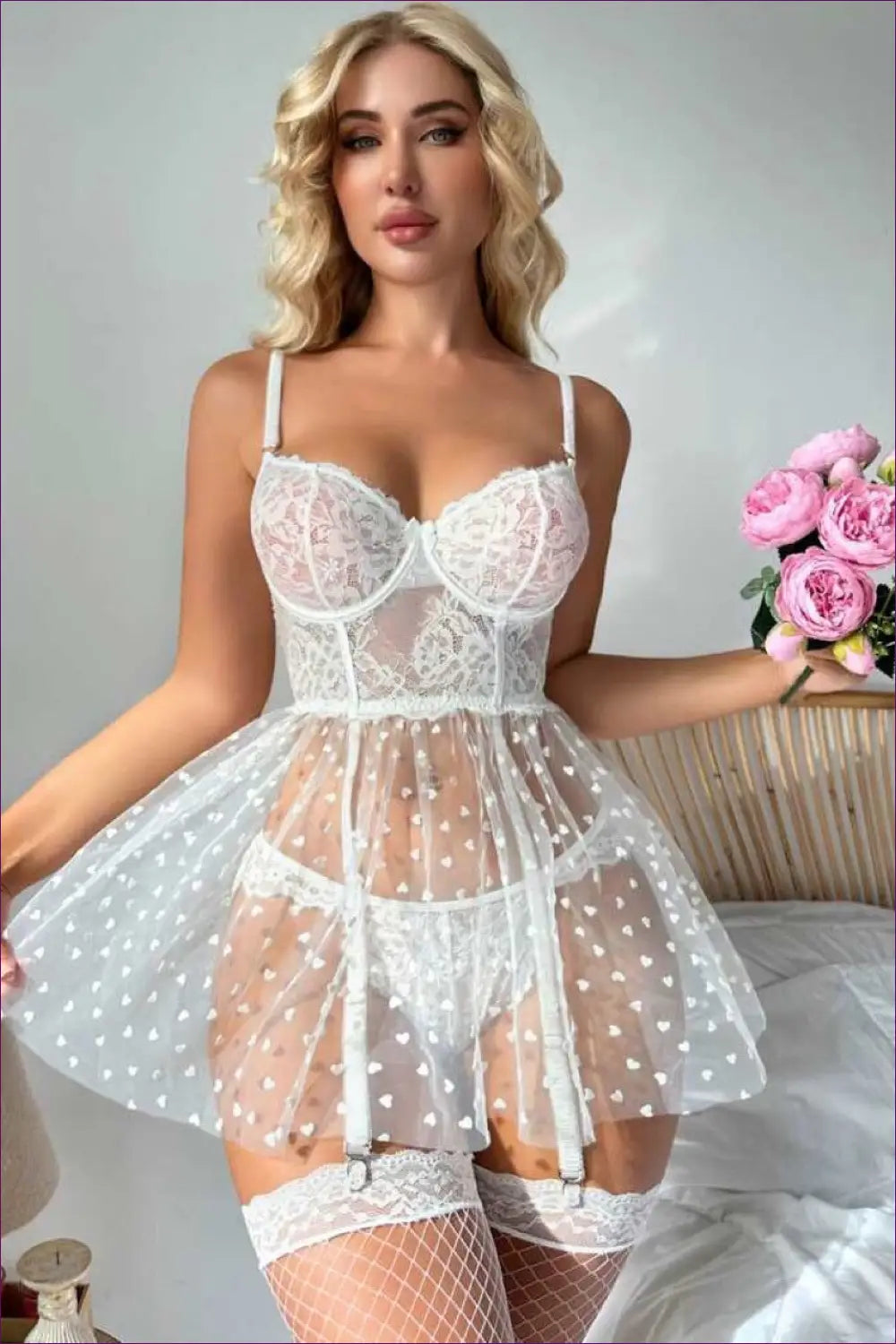 Embroidered Mesh Babydoll - for your Most Romantic Evenings - Sleepwear & Loungewear - Lingerie Hut - All Season
