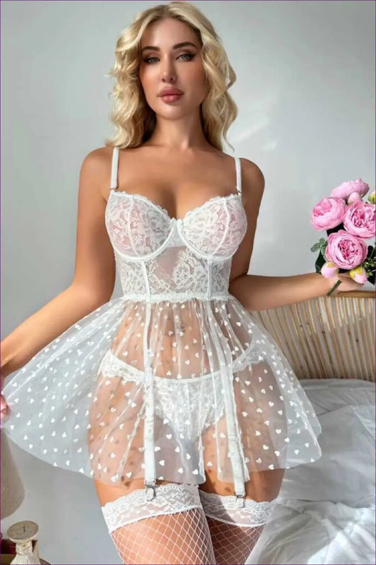 Embroidered Mesh Babydoll - for your Most Romantic Evenings - Sleepwear & Loungewear - Lingerie Hut - All Season