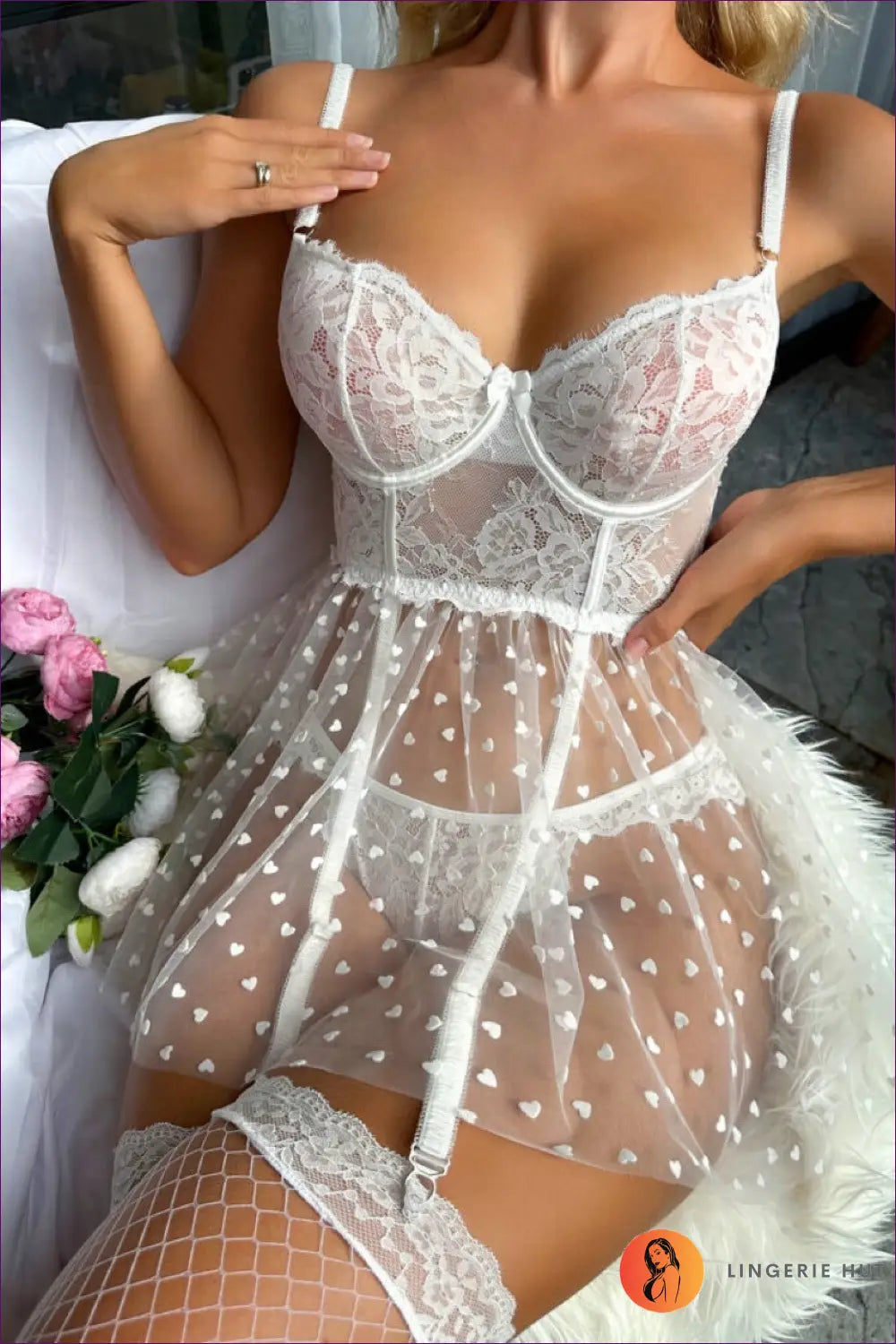 Embroidered Mesh Babydoll - for your Most Romantic Evenings - Sleepwear & Loungewear - Lingerie Hut - All Season