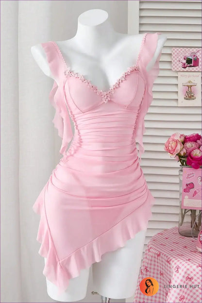 Embroidered Mesh Babydoll Set - Effortless Bedroom Romance - Pink / s - Boudoir • Everyday • Honeymoon • Lingerie - Hut