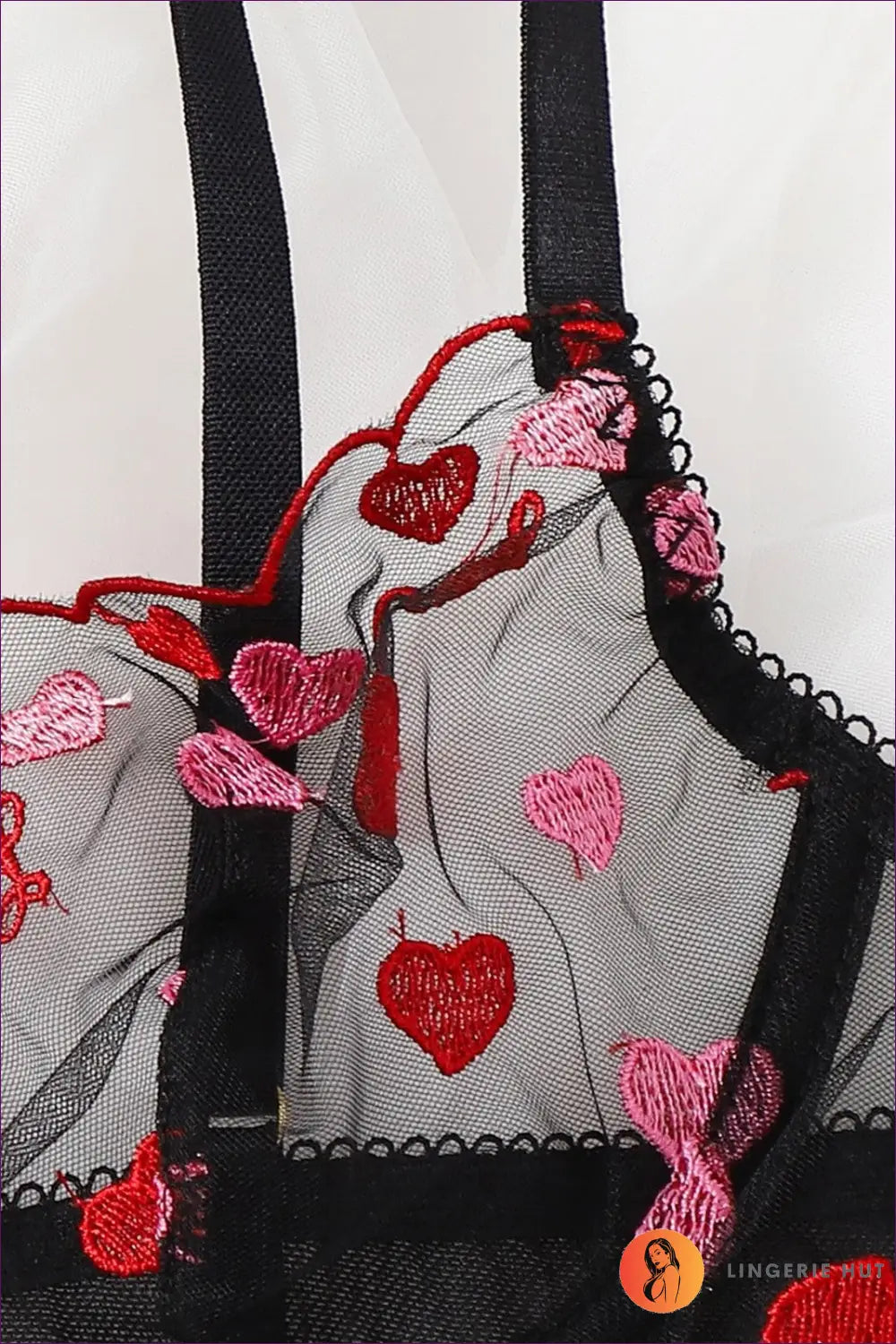 Embroidered Mesh Bra Set - Romantic Evenings Await - Lingerie - Hut - All Season • Boudoir • Date Night • Glamour