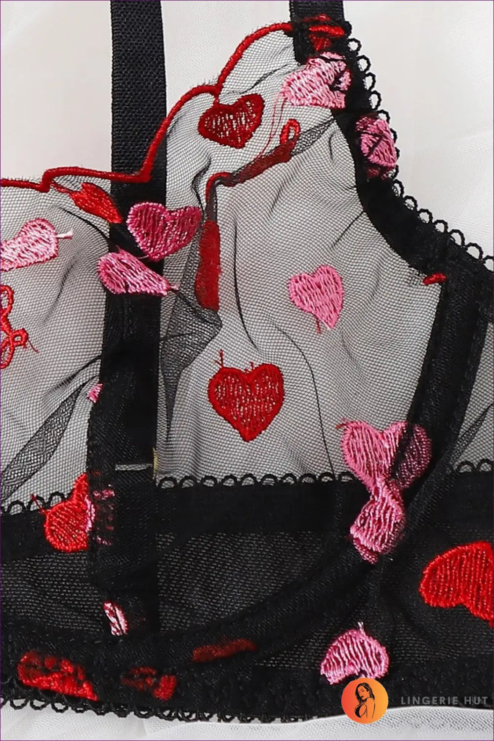 Embroidered Mesh Bra Set - Romantic Evenings Await - Lingerie - Hut - All Season • Boudoir • Date Night • Glamour