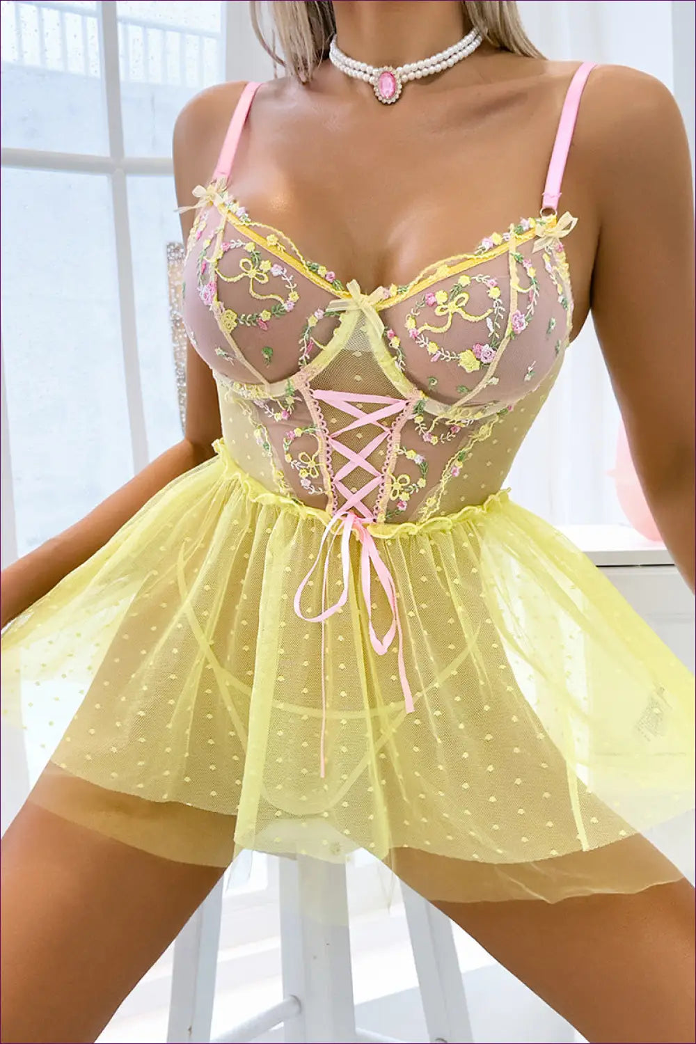 Embroidered Polka Dot Babydoll - the Honeymoon Edit - Lingerie Hut - Boudoir • Cutout • Evening Wear • Lace