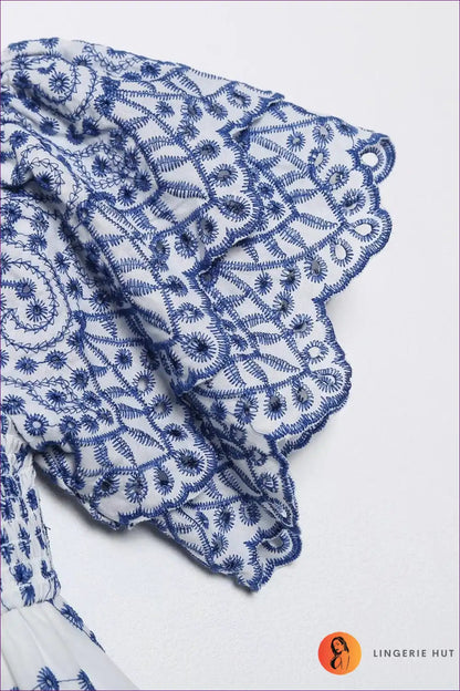 Embroidered Square Neck Midi with Ruffle Sleeves for a Line, Boho, Dress, Dresses, Everyday