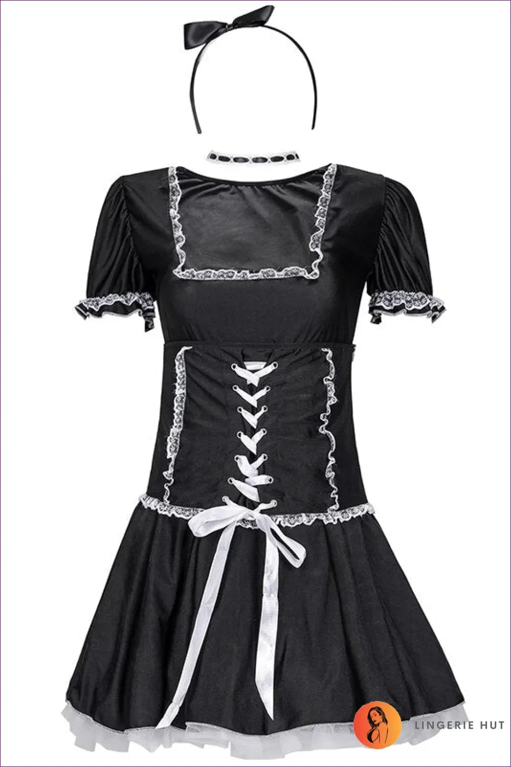 Embrace Playful Elegance With Our Enchanting French Maid Costume. Limited Stock! Style Tip: Pair Lace
