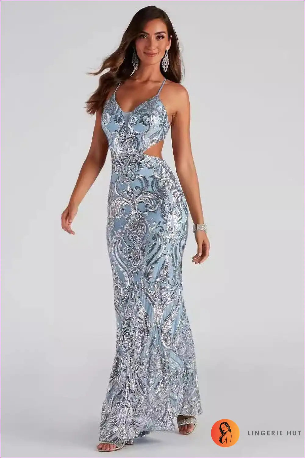 Enchanting Sequin Mermaid Gown - Ethereal Evening Elegance for Backless, Bodycon, Dress, Glamour, Maxi