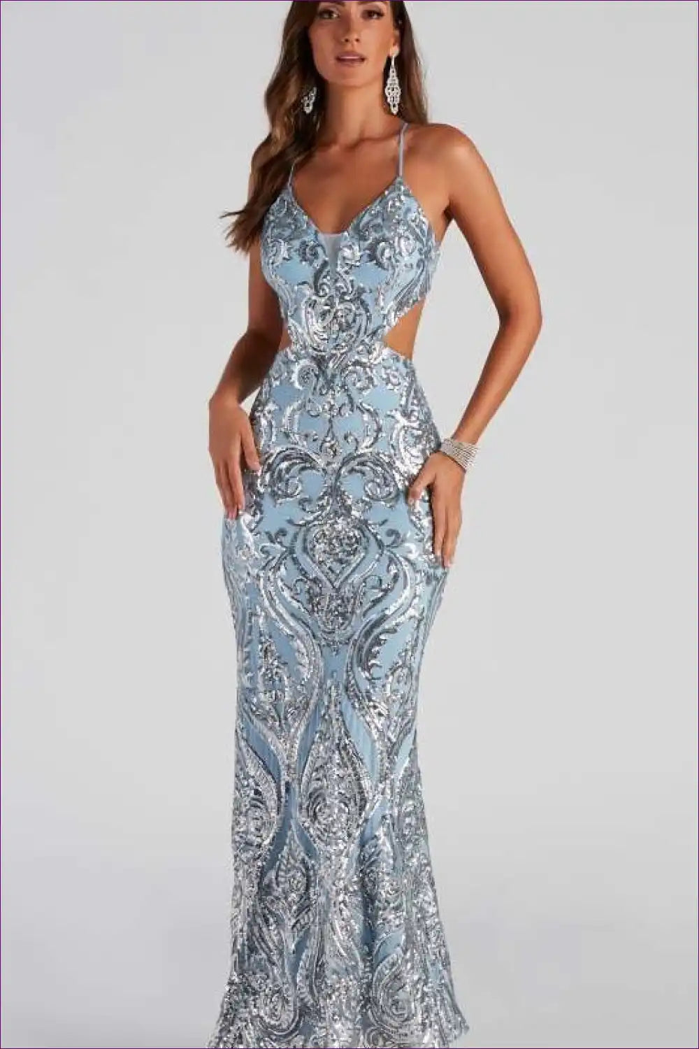 Enchanting Sequin Mermaid Gown - Ethereal Evening Elegance for Backless, Bodycon, Dress, Glamour, Maxi