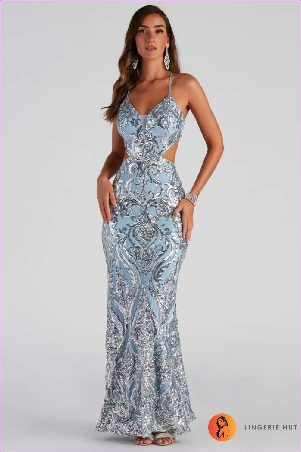 Enchanting Sequin Mermaid Gown - Ethereal Evening Elegance for Backless, Bodycon, Dress, Glamour, Maxi