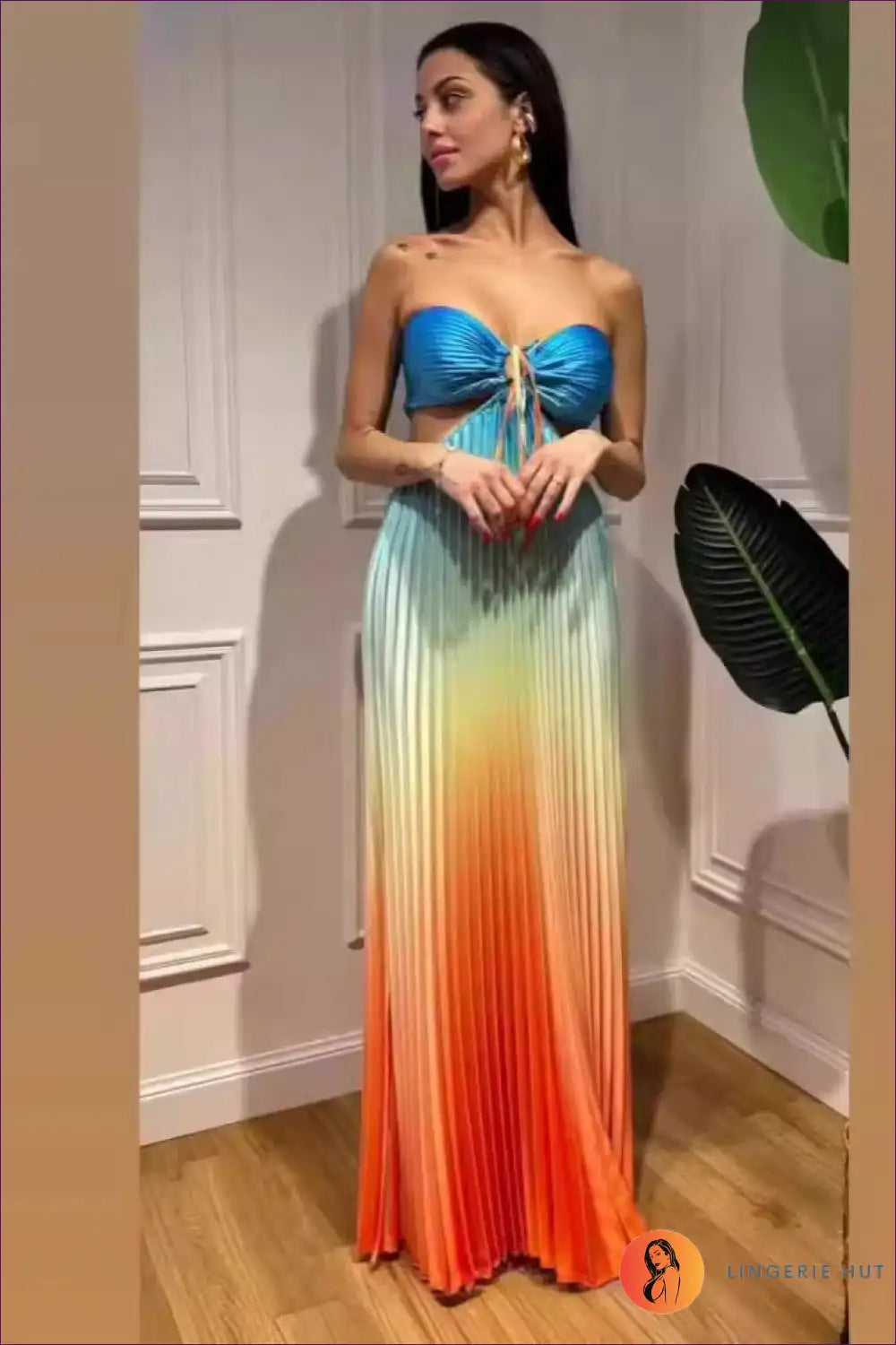 Ethereal Gradient Maxi Dress ?? Flowing Elegance in Colour for Boho, Casual, Cutout, Dress, Glamour