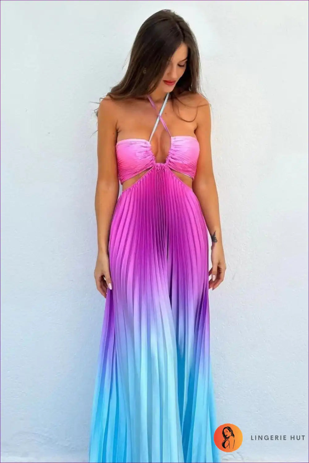 Ethereal Gradient Maxi Dress ?? Flowing Elegance in Colour for Boho, Casual, Cutout, Dress, Glamour