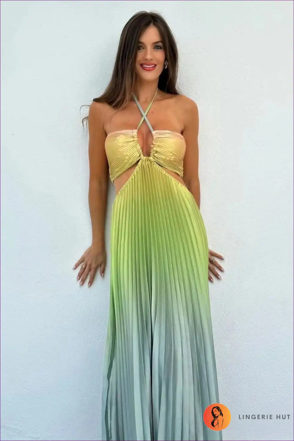 Ethereal Gradient Maxi Dress ?? Flowing Elegance in Colour for Boho, Casual, Cutout, Dress, Glamour