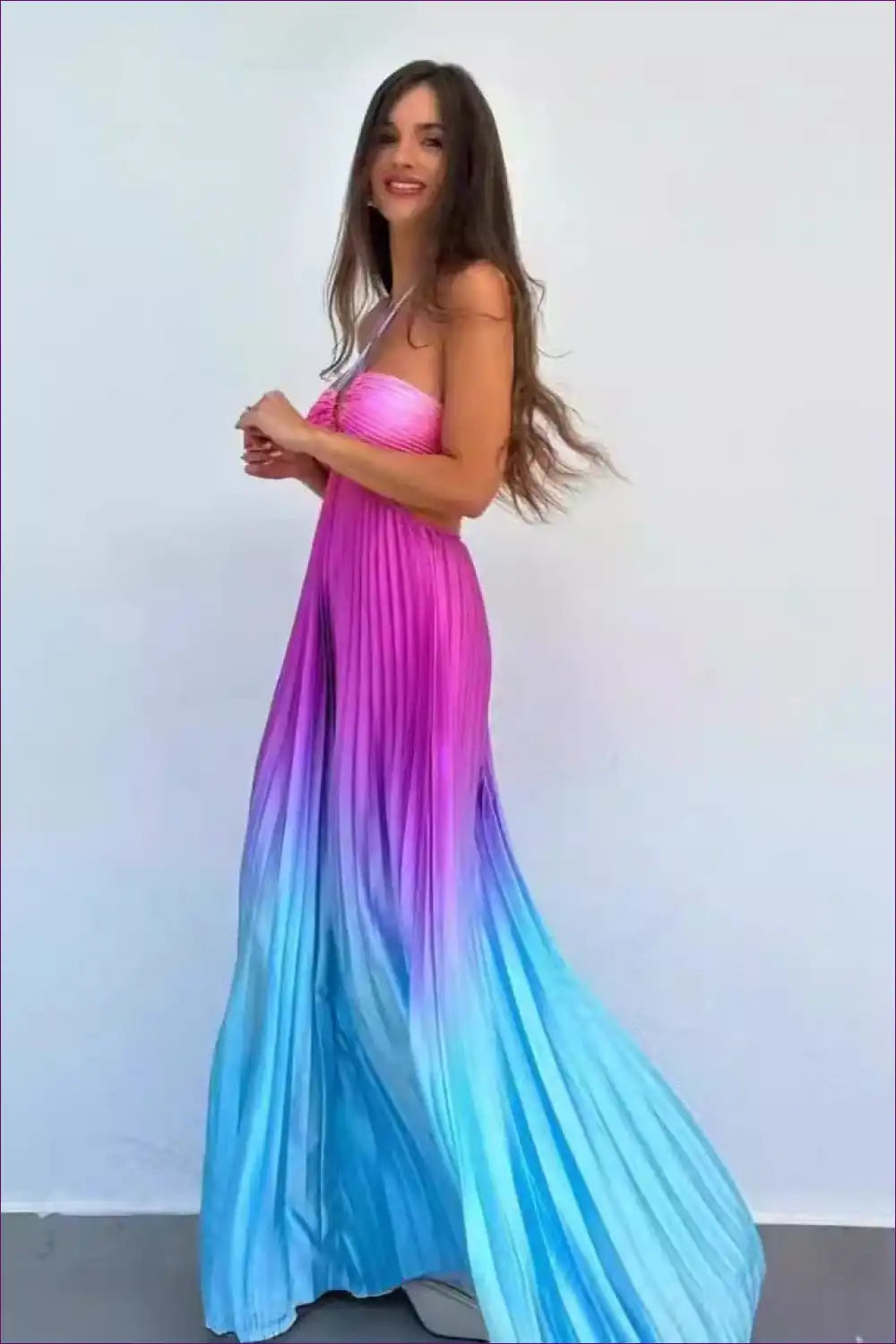 Ethereal Gradient Maxi Dress ?? Flowing Elegance in Colour for Boho, Casual, Cutout, Dress, Glamour