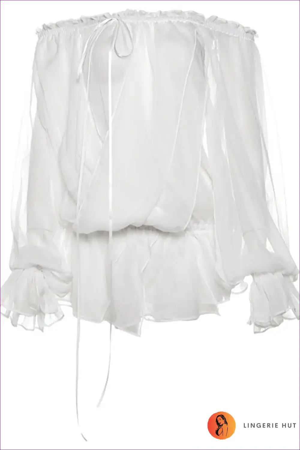 Ethereal Sheer Puff Sleeve Blouse - Romantic Elegance for Casual, Chiffon, Glamour, Night Out, Party