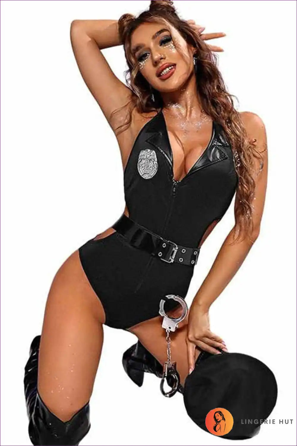 Unleash Your Audacious Side With Our Exotic Police Cosplay Bodysuit. Tailored For The Daring Woman, This