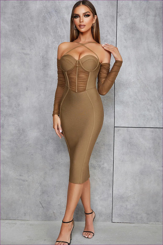 Step Into Lingerie Hut’s World Of Refined Sophistication With Our Exquisite Cross Off-shoulder Bandage Dress.