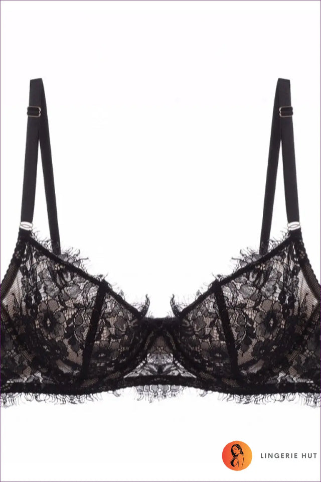 Eyelash Lace Bra Set with Garter Detail - Parisian Allure
