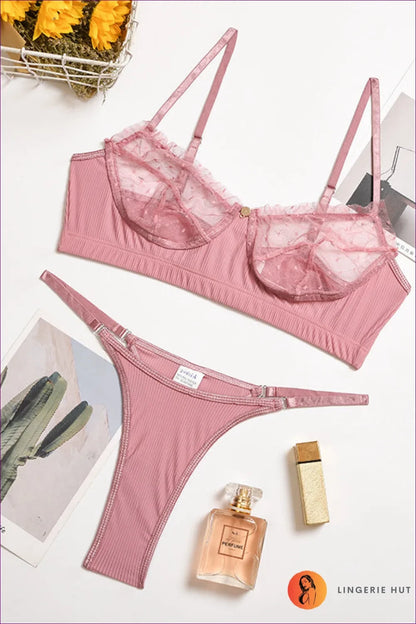 Turn Up The Heat With Our Eyelash Lace High Cut Bra Set From [brand Name]. Richly Textured Lace, Push-up Bra,
