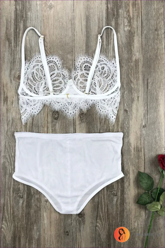 Eyelash Lace High Waist Lingerie Set - Timeless Romance