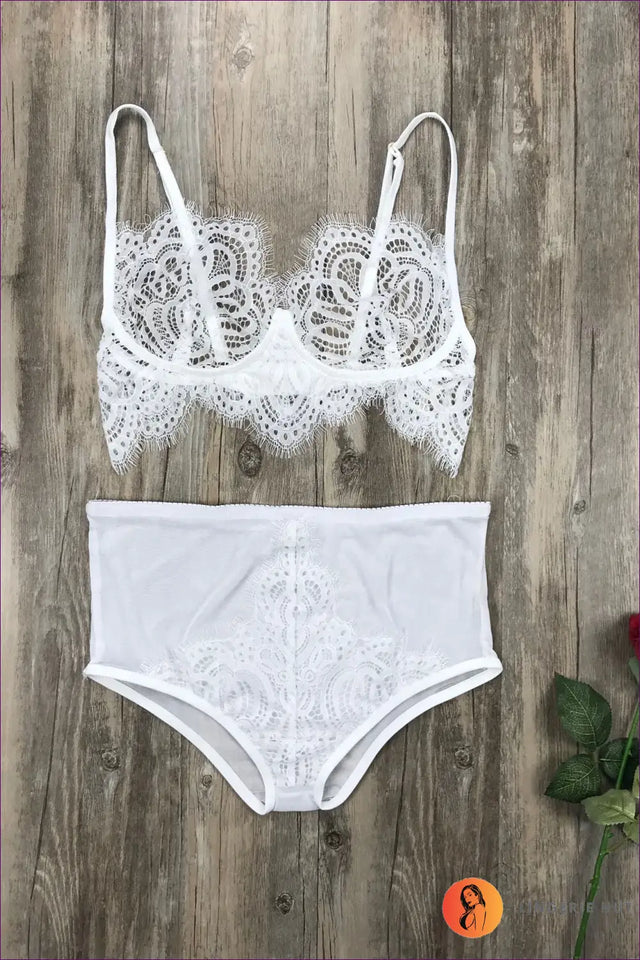 Eyelash Lace High Waist Lingerie Set - Timeless Romance