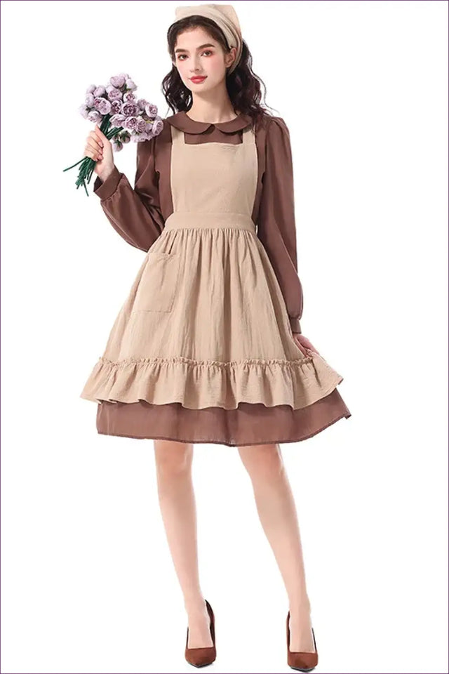 Peasant Maid Costume with Apron Pinafore - Storybook Charm