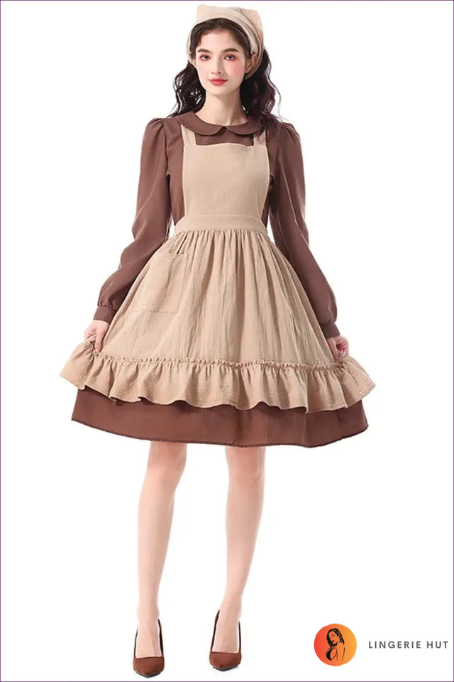 Peasant Maid Costume with Apron Pinafore - Storybook Charm