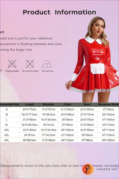 Faux Latex Maid Mini Dress with Apron - Sweet Lolita Style for Clubwear, Costume, Dress, Dresses, Evening Wear