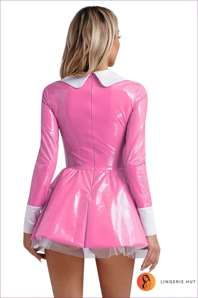 Maid Costume Mini Dress with Glossy Finish - Party Fantasy Edit