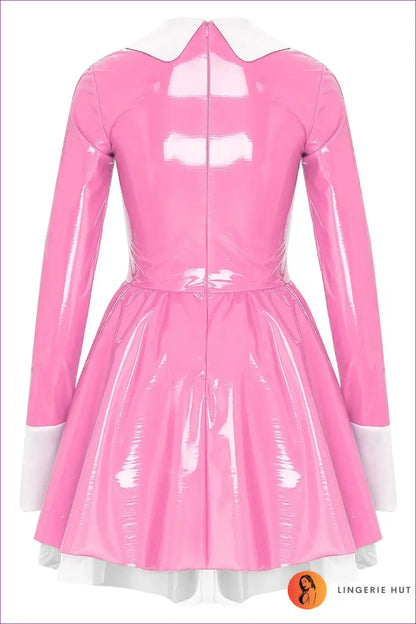 Faux Latex Maid Mini Dress with Apron - Sweet Lolita Style for Clubwear, Costume, Dress, Dresses, Evening Wear