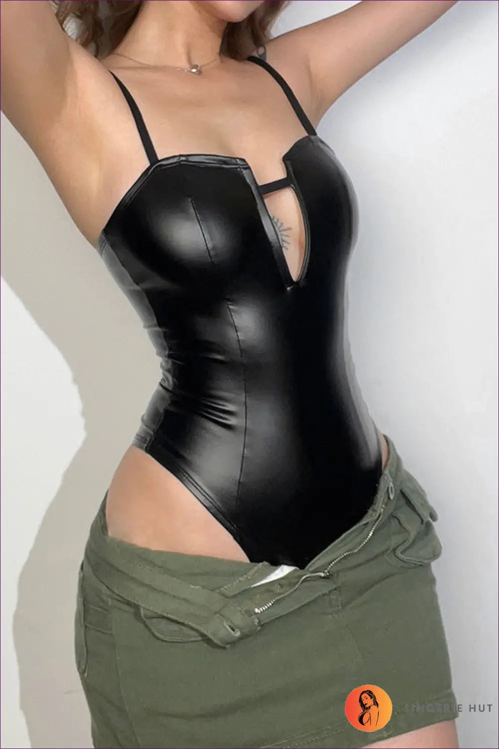 Faux Leather Backless Bodysuit - Fiercely Fabulous