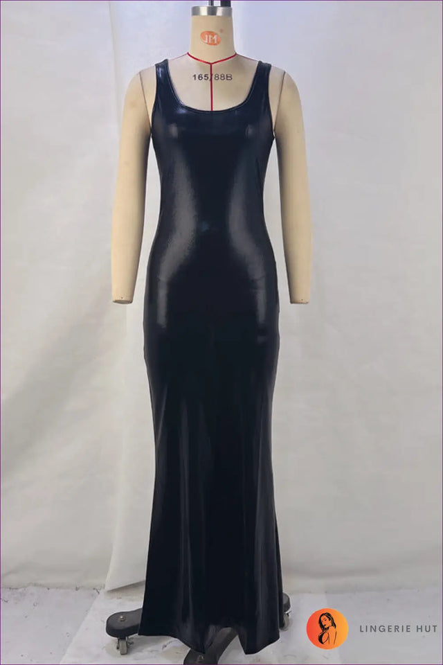 Faux Leather Bodycon Maxi Dress