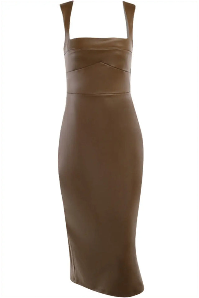 Faux Leather Bodycon Midi Dress - Effortless After-Dark Impact