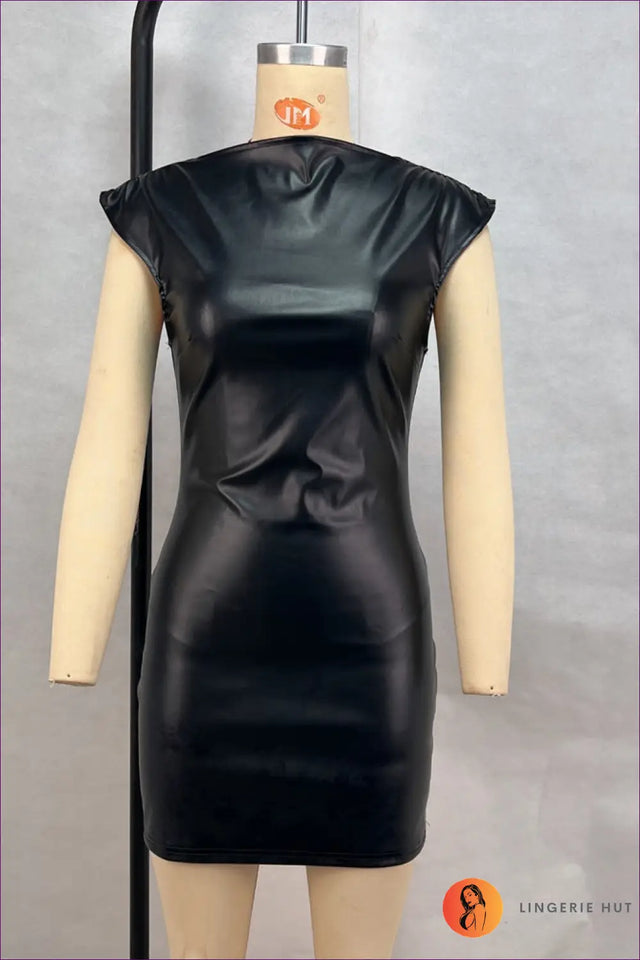 Faux Leather Bodycon Mini Dress - Night Out Energy