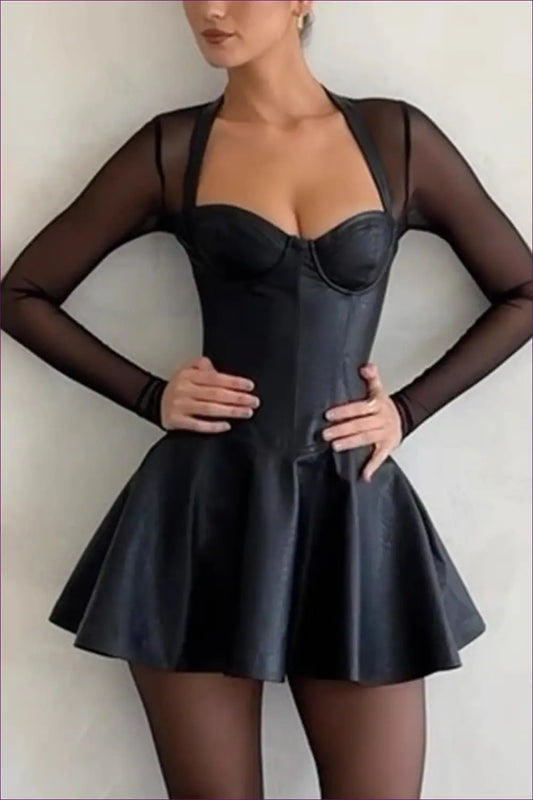 Faux Leather Cut-out Mini Dress - Worth a Second Look - Dresses - Lingerie Hut - A-line • All Season • Backless