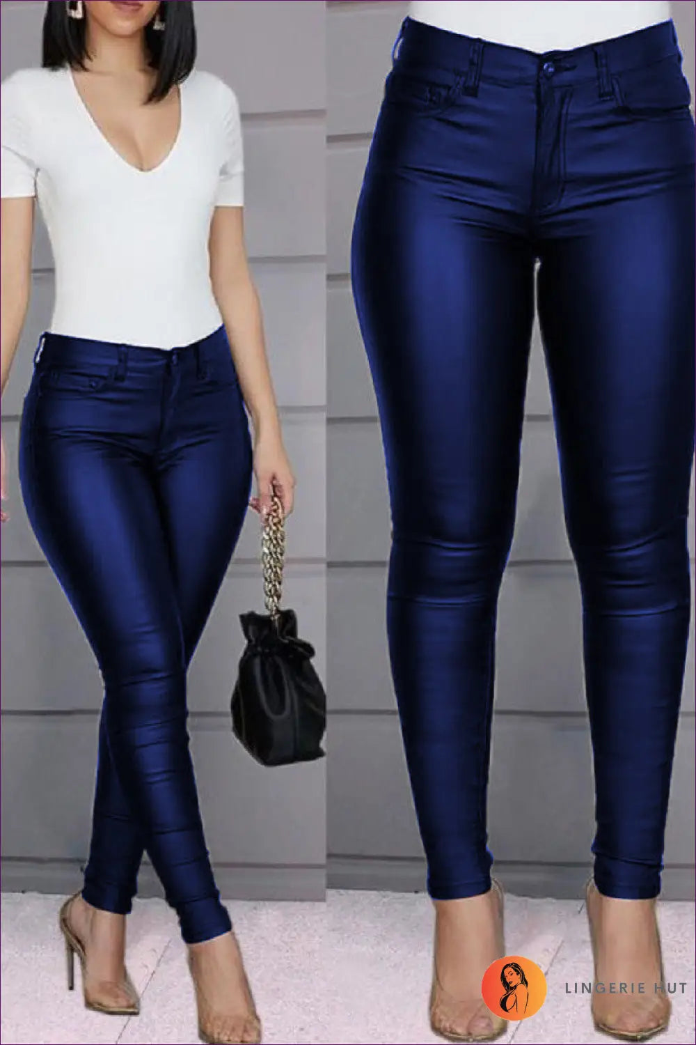Faux Leather High-rise Leggings - Effortless Modern Edge - s / Blue - Bodysuit - Clothing - Lingerie Hut - Autumn