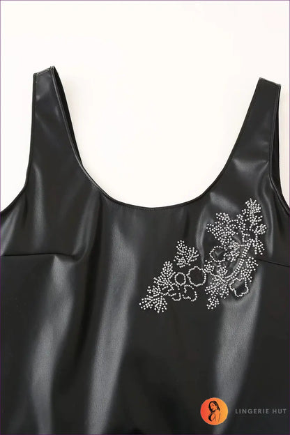 Faux Leather Mini Dress with Beading - Effortless City Glam - Dresses - Lingerie Hut - A-line • All Season • Autumn