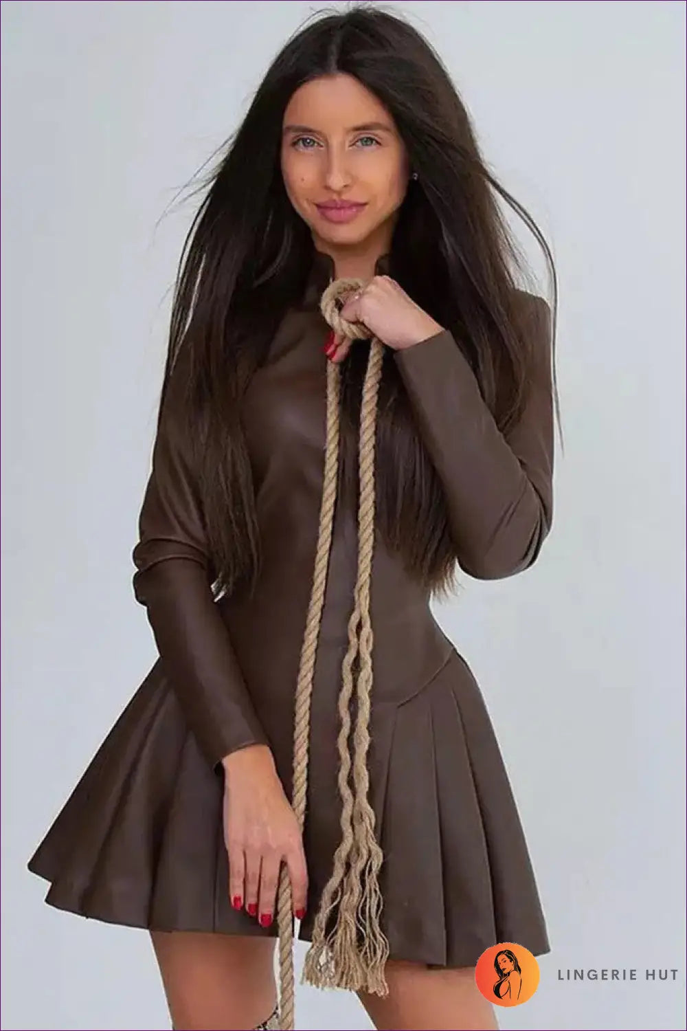 Faux Leather Mini Dress - City Nights Unapologetically Bold - Dresses - Lingerie Hut - A-line • All Season • Cutout