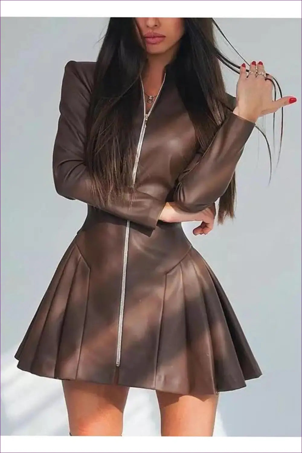 Faux Leather Mini Dress - City Nights Unapologetically Bold - Dresses - Lingerie Hut - A-line • All Season • Cutout