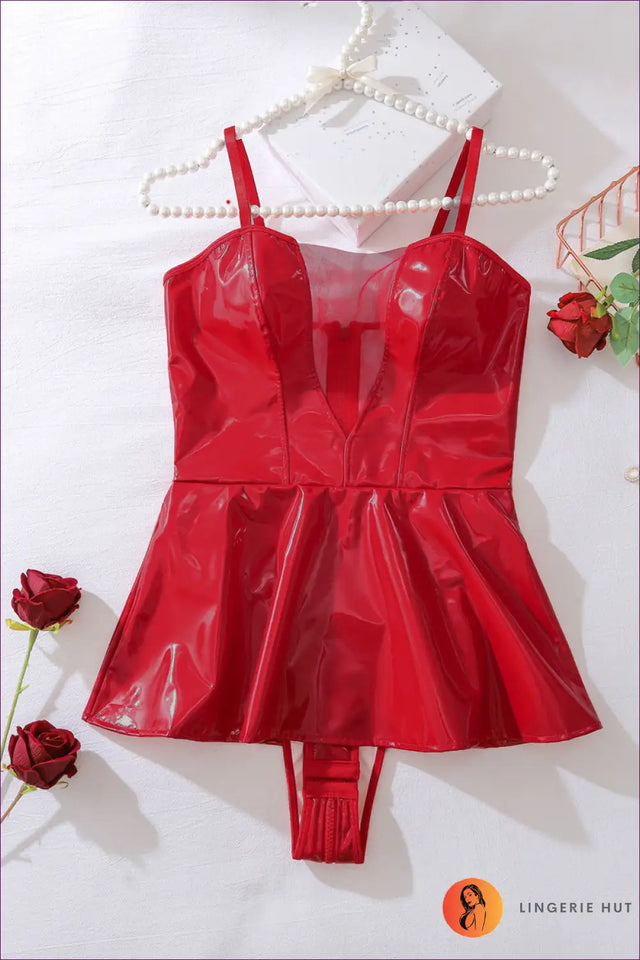 Faux Leather Mini Dress with Mesh Panel - Party Confidence