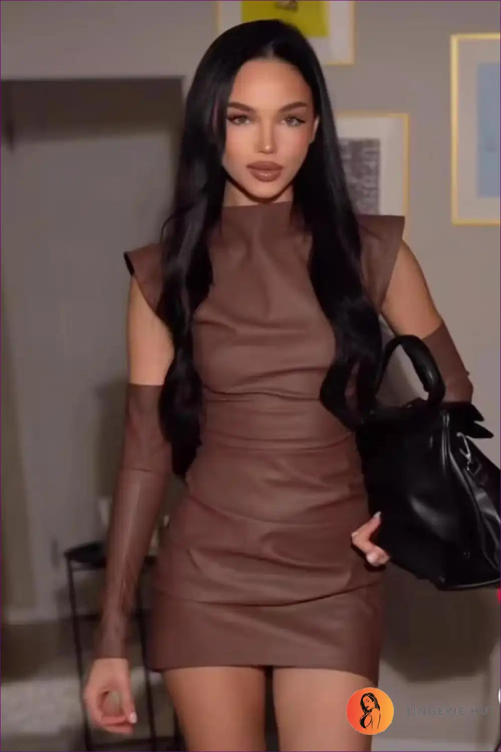 Faux Leather Pleated Bodycon Dress for Party Nights - Cool Edge Energy Bodycon, Clubwear, Evening Wear, Formal