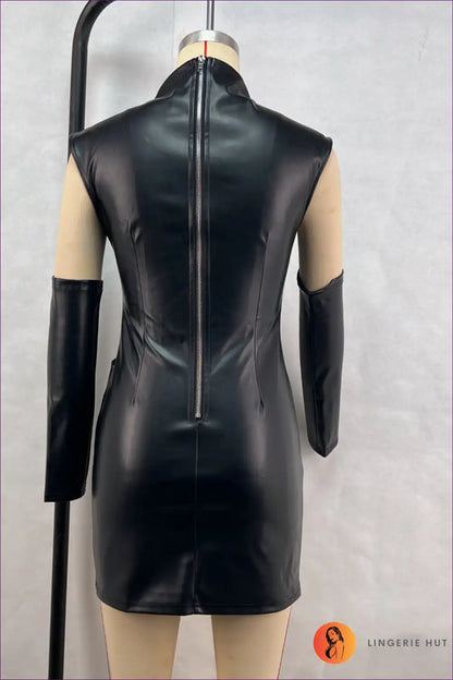 Faux Leather Pleated Bodycon Dress for Party Nights - Cool Edge Energy Bodycon, Clubwear, Evening Wear, Formal