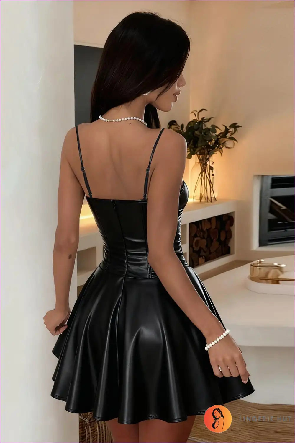 Faux Leather Sweetheart Mini Dress for Party Nights - Effortless Edge Bodycon, Clubwear, Evening Wear,