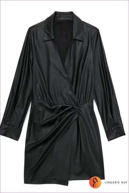 Faux Leather Wrap Mini Dress - Night out Glamour - Xs / Multi - Dresses - Lingerie Hut - All Season • Bodycon • Evening