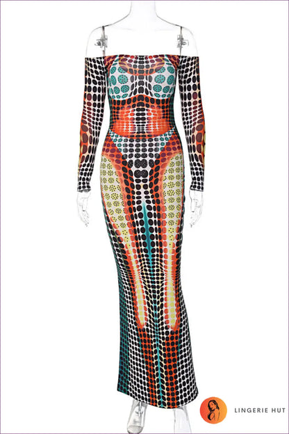 Faux Off-shoulder Maxi Dress - Spring Garden Party Ready - s / Multi - Dresses - Lingerie Hut - Autumn • Bodycon • Boho