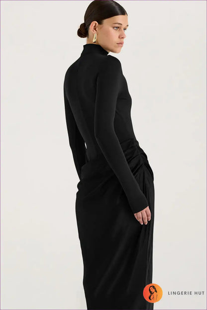 Faux Two-piece Cut-out Maxi Dress for Autumn, Bodycon, Cutout, Evening Wear,