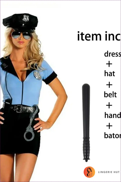 Fierce Femme Cop Costume - Sexy Police Officer Uniform for Bodycon, Costume, Halloween, Party,