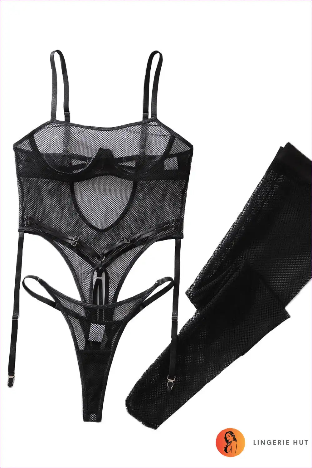 Fishnet Cutout Bodysuit with Strappy Details - Bold Night out for Bodycon, Bodysuit, Clubwear, Cutout, Date