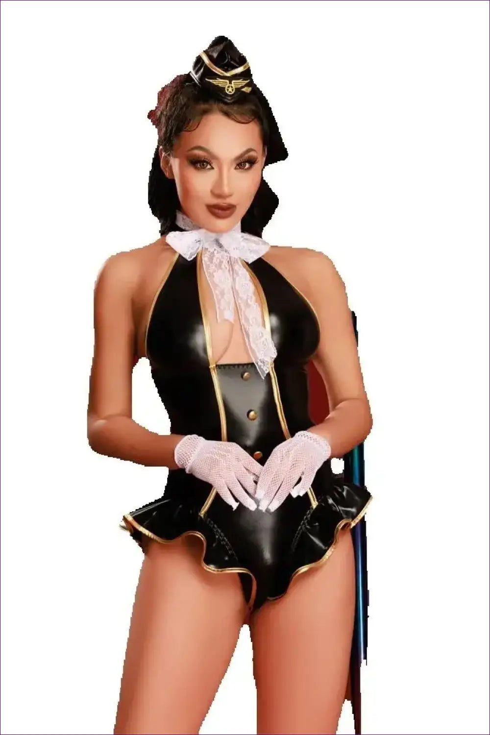 Flight Attendant Costume with Braid Trim - Jet-set Confidence - 01 / one Size - just in • Party • Role Play • Theme